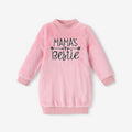 kleinkind mädchen buchstabe bestickt fleece mock neck langarm rosa sweatshirt kleid rosa