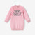 Robe sweat-shirt rose à manches longues et col montant en polaire brodée pour petite fille
