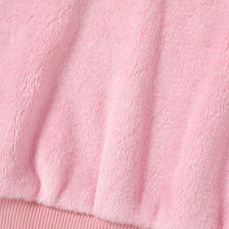 kleinkind mädchen buchstabe bestickt fleece mock neck langarm rosa sweatshirt kleid rosa