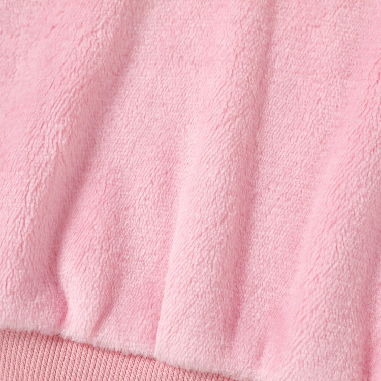 Toddler Girl Letter Embroidered Fleece Mock Neck Long-sleeve Pink Sweatshirt Dress Pink