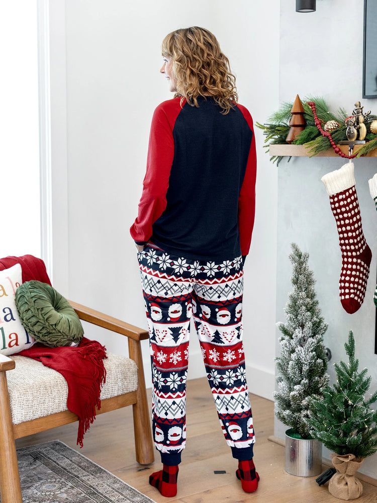 Weihnachten Passender Familienpyjama Set Glow In The Dark Santa Claus Print PJS mit Weihnachtssocken tiefblau