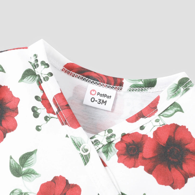 Ropa para bebé niña Mono estampado floral ROJOBLANCO