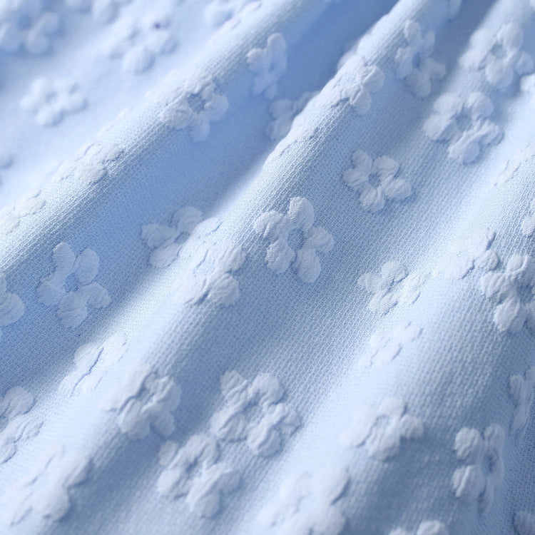 Baby Girl Sweet Textured Bowknot Flutter-sleeve Dress Blue