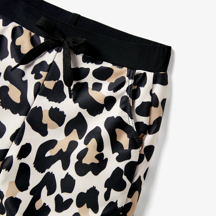 Toddler Boy Leopard Pattern Drawstring Swim Trunks Black