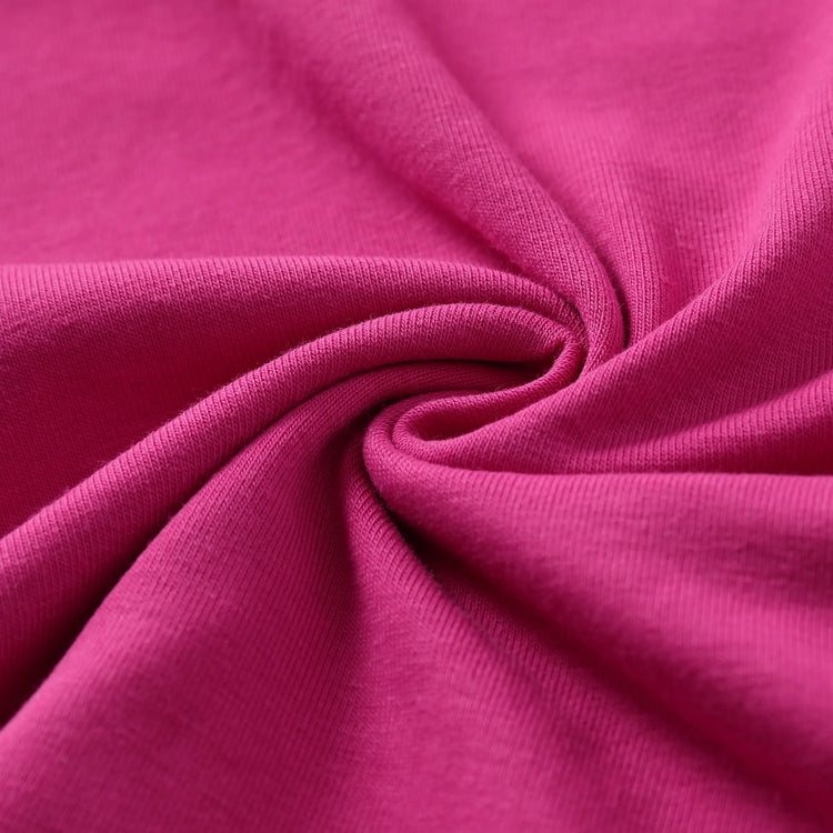 Kleinkind Mädchen Solid Curved Saum Kurzärmeliges Kleid mit Gürtel Fuchsie