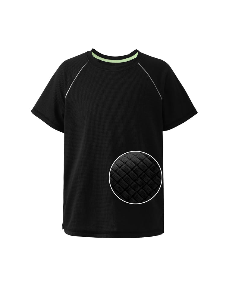 Camiseta deportiva ligera y transpirable de manga corta ultraligera PatPat Lightflow para niños, color negro