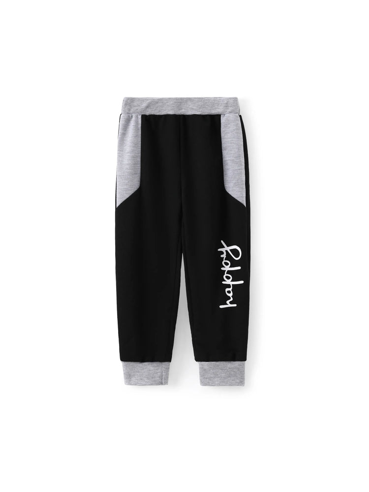 Toddler Boy 2pcs Colorblock Sweatshirt and Pants Set Black