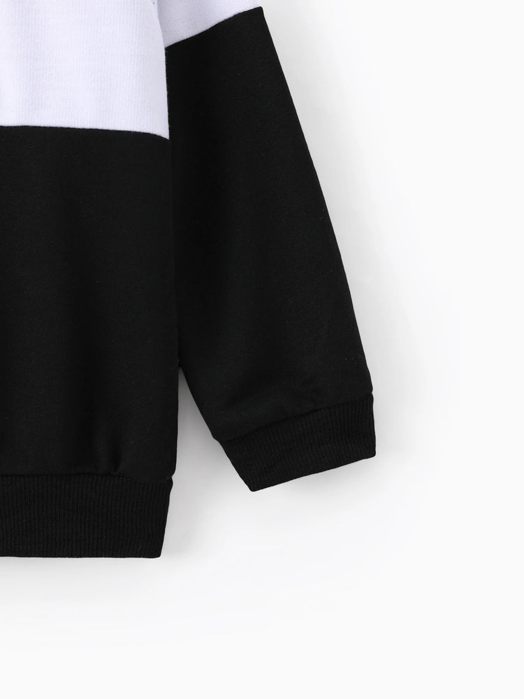Toddler Boy 2pcs Colorblock Sweatshirt and Pants Set Black
