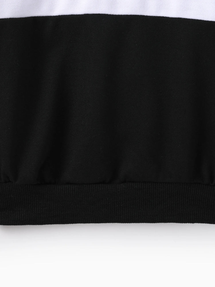 Toddler Boy 2pcs Colorblock Sweatshirt and Pants Set Black