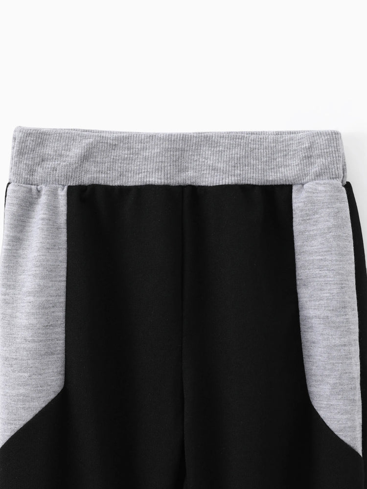 Toddler Boy 2pcs Colorblock Sweatshirt and Pants Set Black