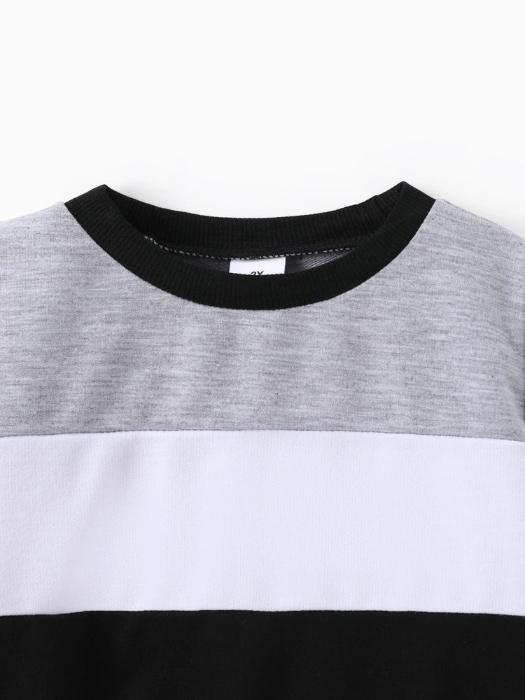 Toddler Boy 2pcs Colorblock Sweatshirt and Pants Set Black