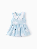 Baby Girl Clothing 100% Cotton Peter Pan Collar Floral Print Tank Dress Blue