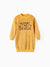 Toddler Girl Letter Embroidered Fleece Mock Neck Long-sleeve Pink Sweatshirt Dress Ginger-2