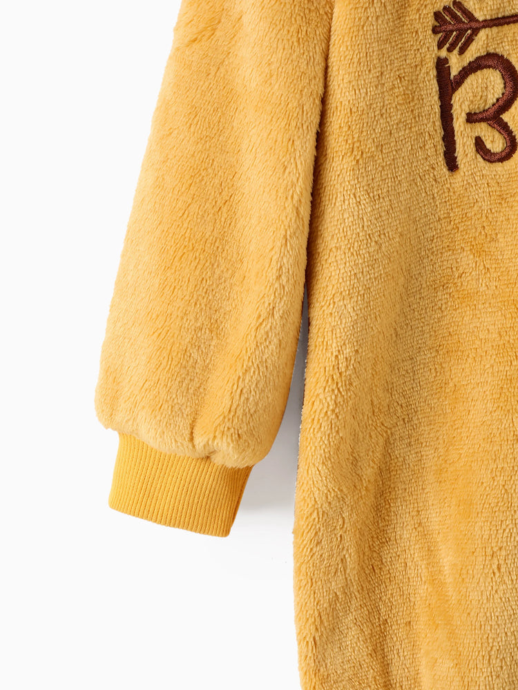 Toddler Girl Letter Embroidered Fleece Mock Neck Long-sleeve Pink Sweatshirt Dress Ginger-2