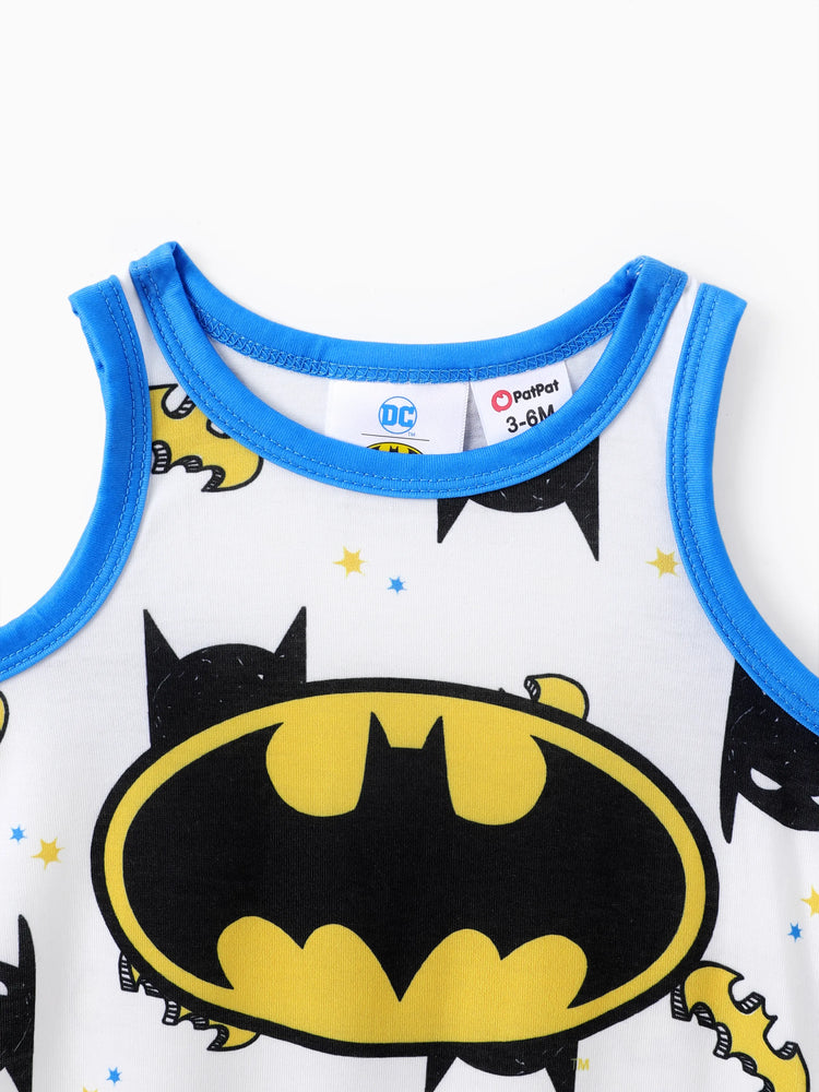 Justice League Baby Boy Batman/Superman Tank Strampler Schwarz und weiß