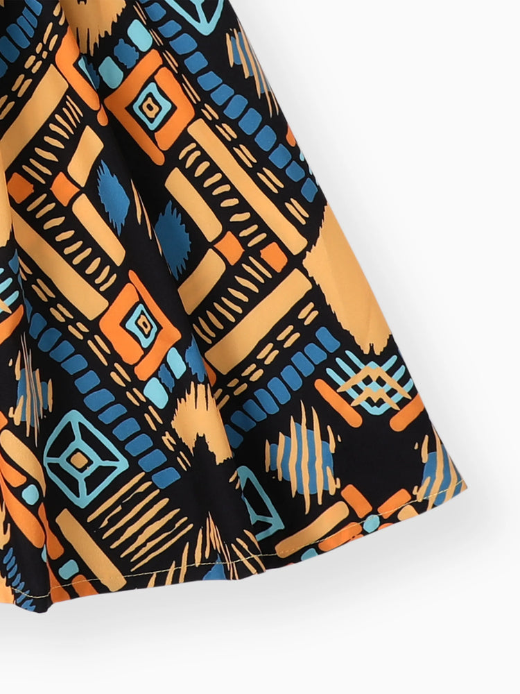 Robe bohème à imprimé ethnique colorblock jaune pour fille