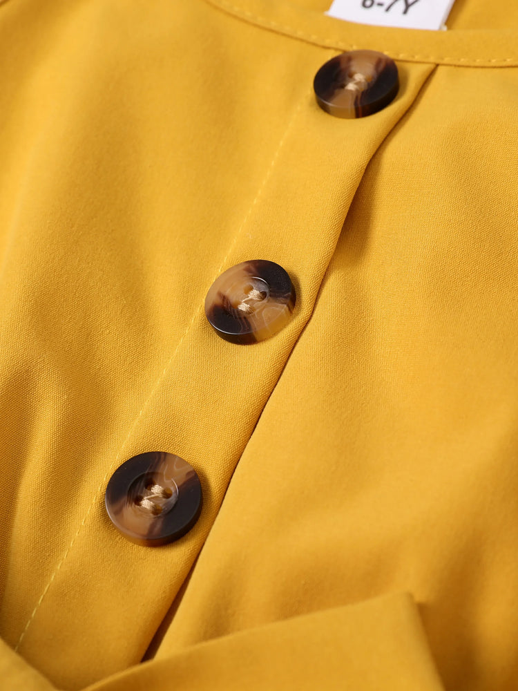 Robe bohème à imprimé ethnique colorblock jaune pour fille