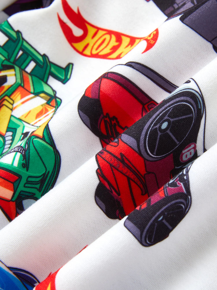 Hot Wheels 2pcs Toddler Boy Vehicle Race Car Print Sweatshirt and Elasticized Cotton Pants Set Black