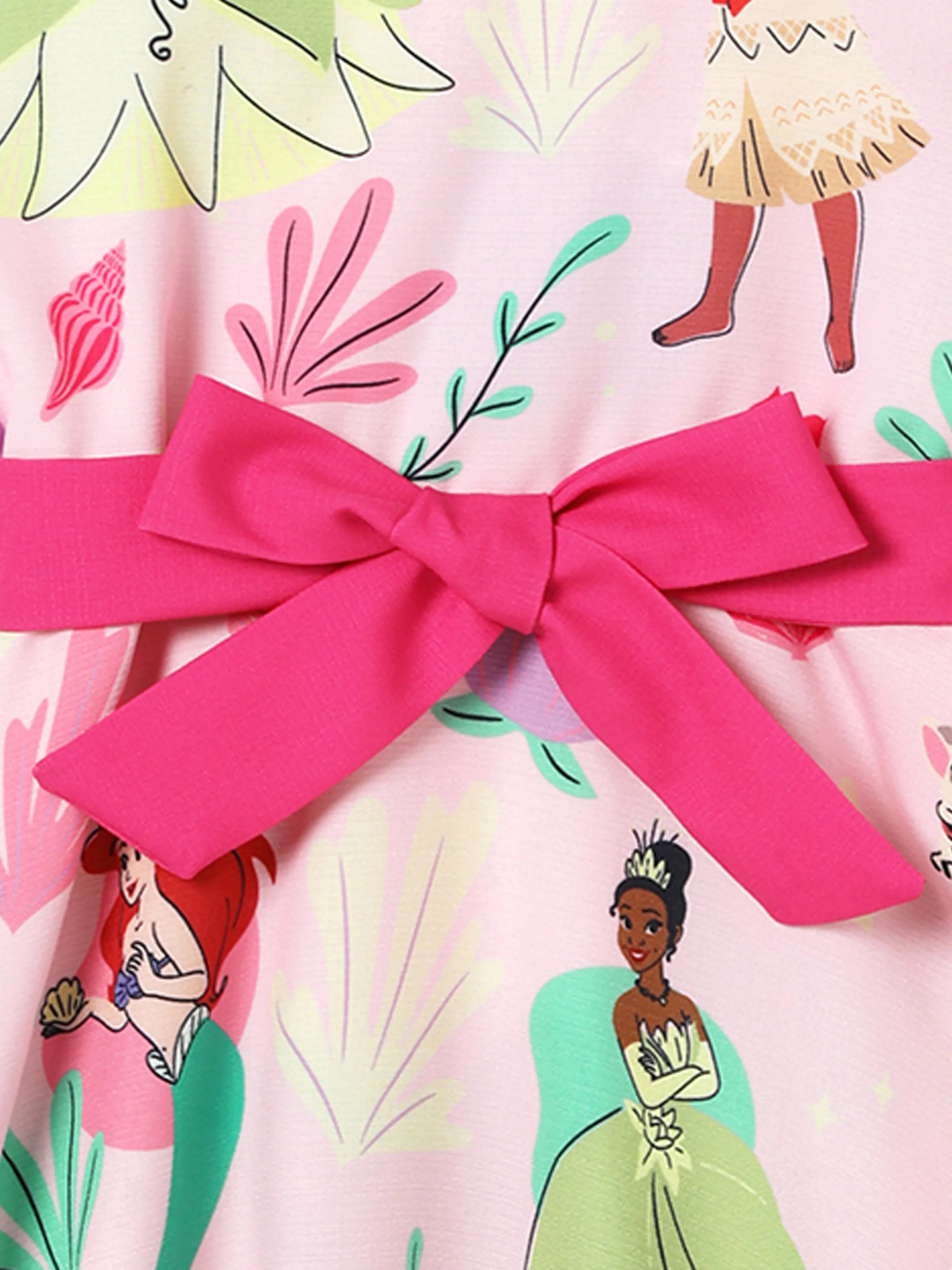 Disney Princess Mommy and Me Moana/Tiana Character and Floral Allover Print Dress Pink Disney Princess Mommy and Me Moana/Tiana Character and Floral Allover Print Dress Pink