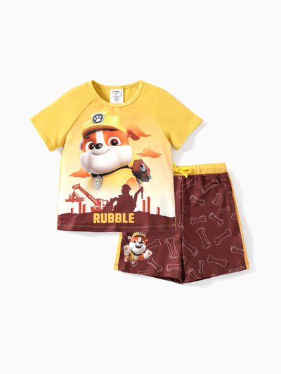Paw Patrol Toddler Boy/Girl 2pcs Rybbke Character Print Cotton T-shirt with Shorts Sporty Set KHAKI-