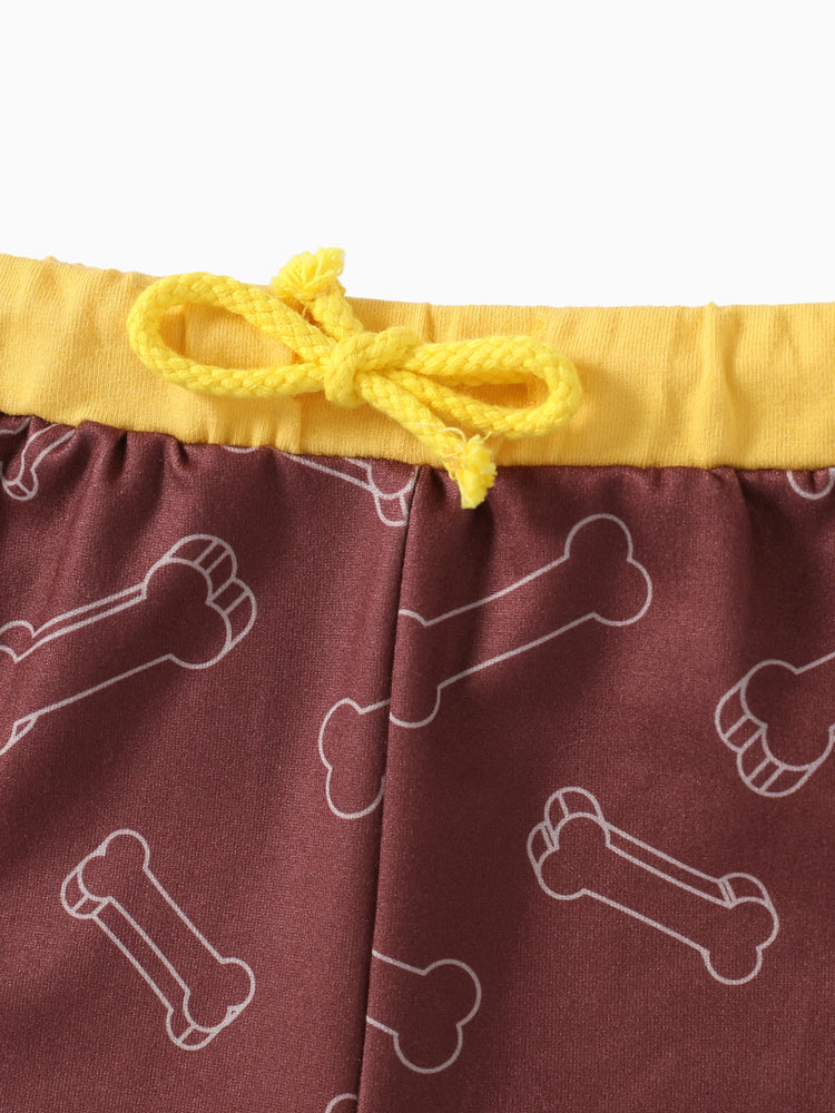 Paw Patrol Toddler Boy/Girl 2pcs Rybbke Character Print Cotton T-shirt with Shorts Sporty Set KHAKI-