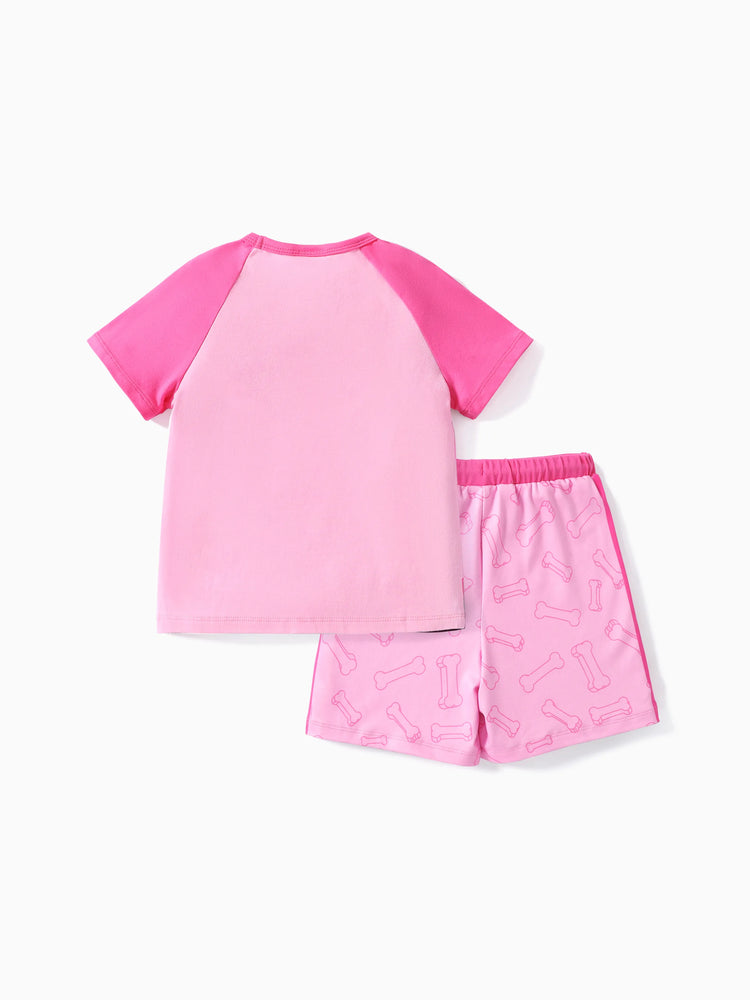 Paw Patrol Toddler Girl 2pcs Skye Character Print Cotton T-shirt with Shorts Sporty Set Pink