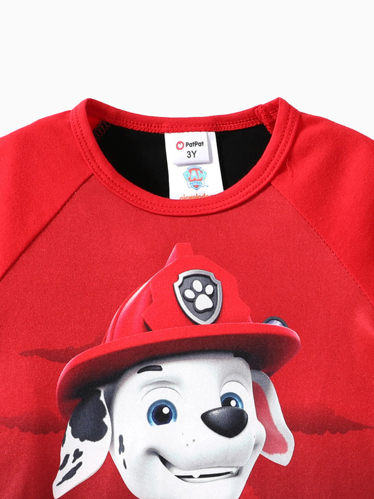 Paw Patrol Toddler Boyl 2pcs Chase Character Print Cotton T-shirt with Shorts Sporty Set Red
