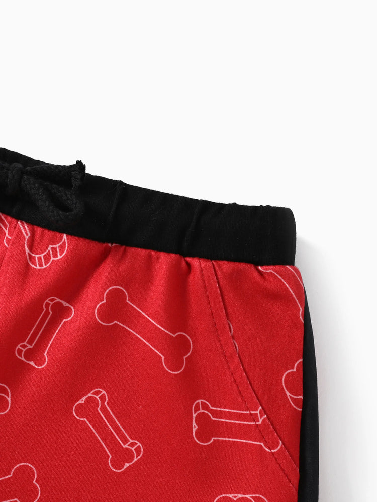 Paw Patrol Toddler Boyl 2pcs Chase Character Print Cotton T-shirt with Shorts Sporty Set Red