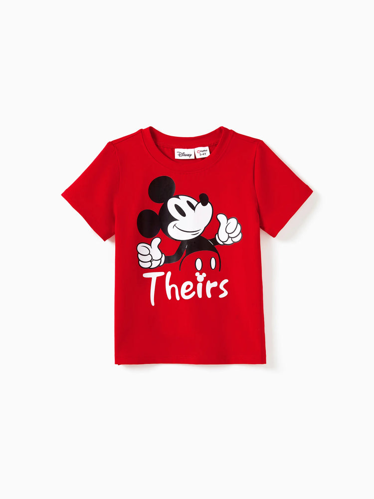 T-shirt en coton à geste drôle Disney Mickey et ses amis Daddy & Son Rouge