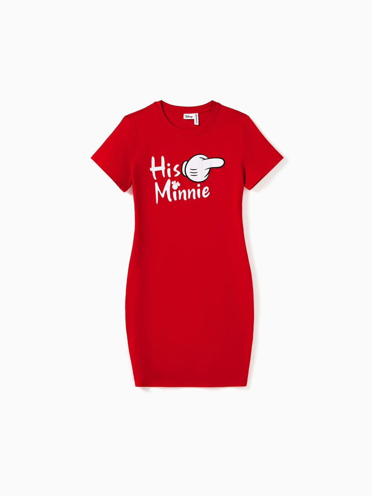 Ensemble t-shirt/robe/combinaison assorti en coton Disney Mickey et ses amis, motif humoristique, rouge, pour cadeau