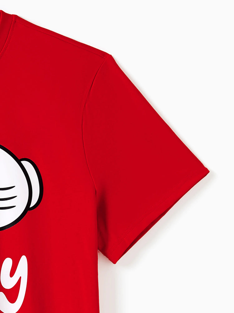 Ensemble t-shirt/robe/combinaison assorti en coton Disney Mickey et ses amis, motif humoristique, rouge, pour cadeau