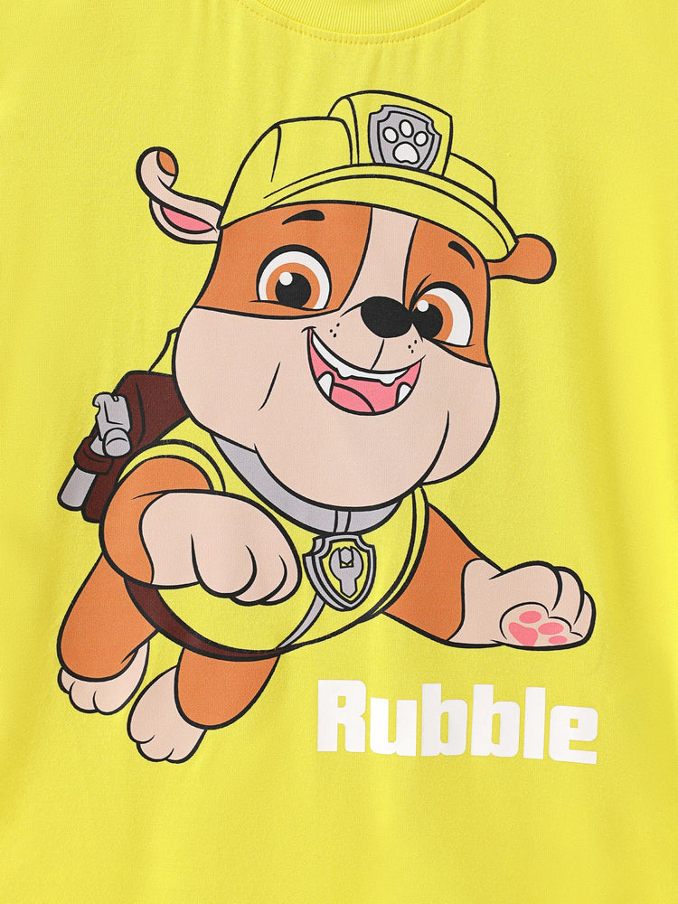 T-shirt à manches courtes 94 % coton Pat'Patrouille pour fille/garçon Ruben, jaune