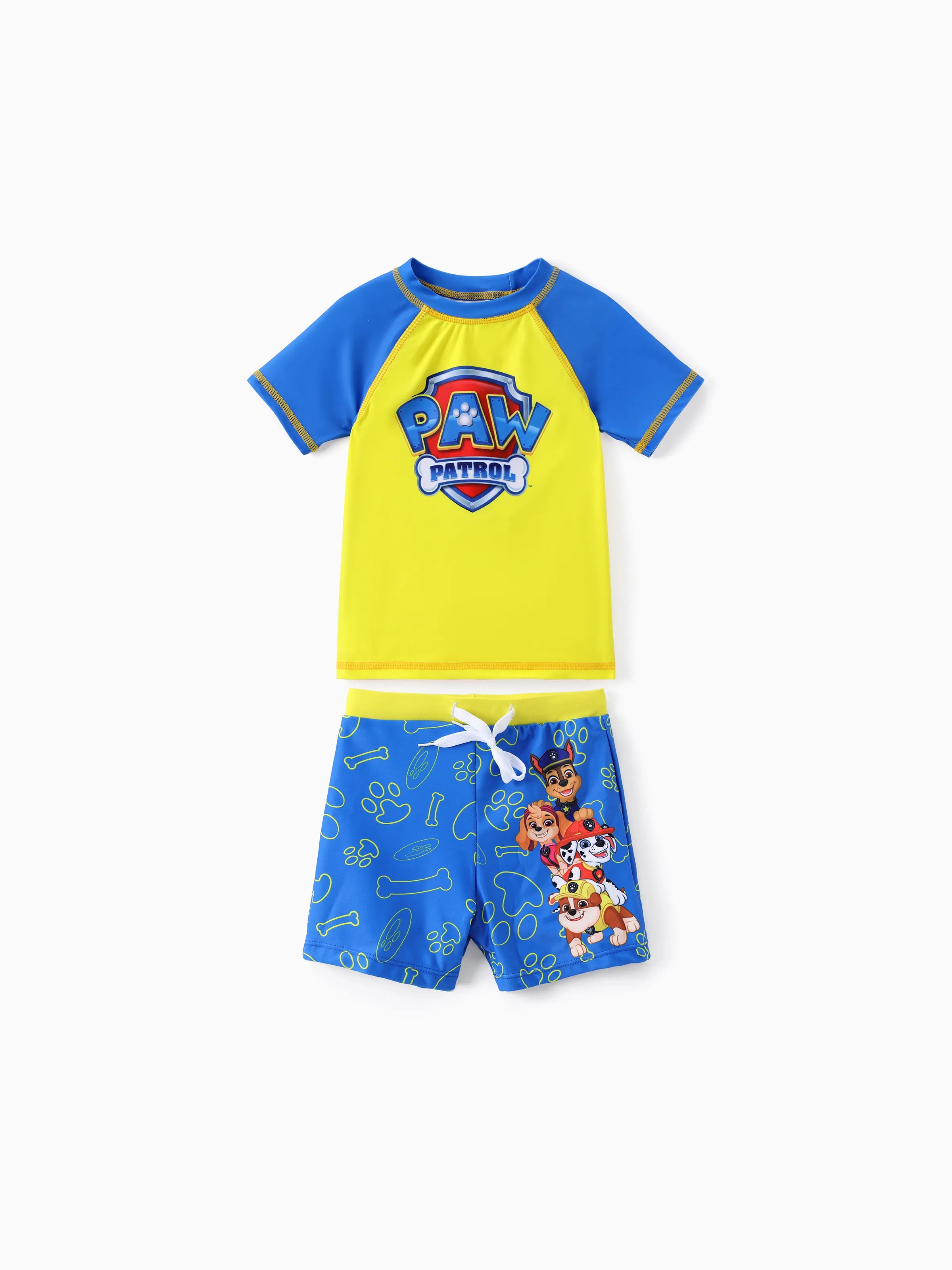 PAW Patrol Colorblock Swimsuit Set in Dark Blue PAW Patrol Chase Marshall Rubble colorblock two piece swimsuit set for toddler boys in dark blue