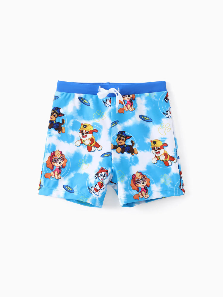 Traje de baño de 2 piezas para niño pequeño de la Patrulla Canina, con top y calzoncillos de colores combinados de Chase y Marshall y Rubble, color azul marino