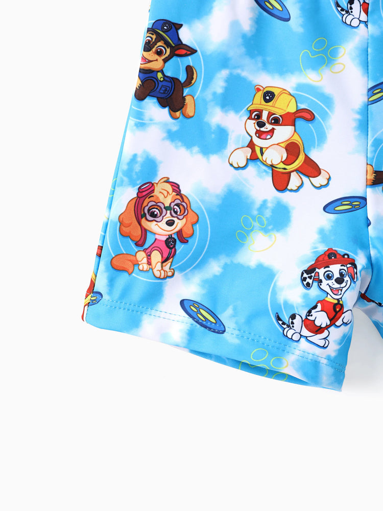 Traje de baño de 2 piezas para niño pequeño de la Patrulla Canina, con top y calzoncillos de colores combinados de Chase y Marshall y Rubble, color azul marino