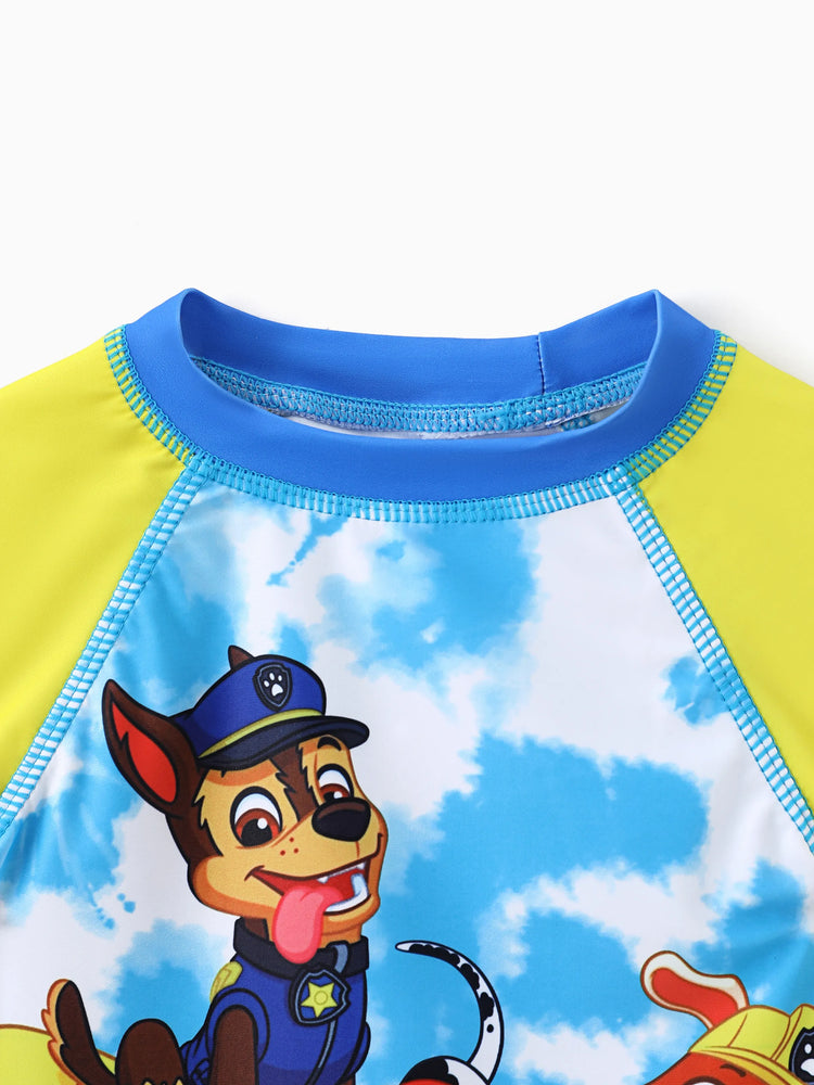 Traje de baño de 2 piezas para niño pequeño de la Patrulla Canina, con top y calzoncillos de colores combinados de Chase y Marshall y Rubble, color azul marino