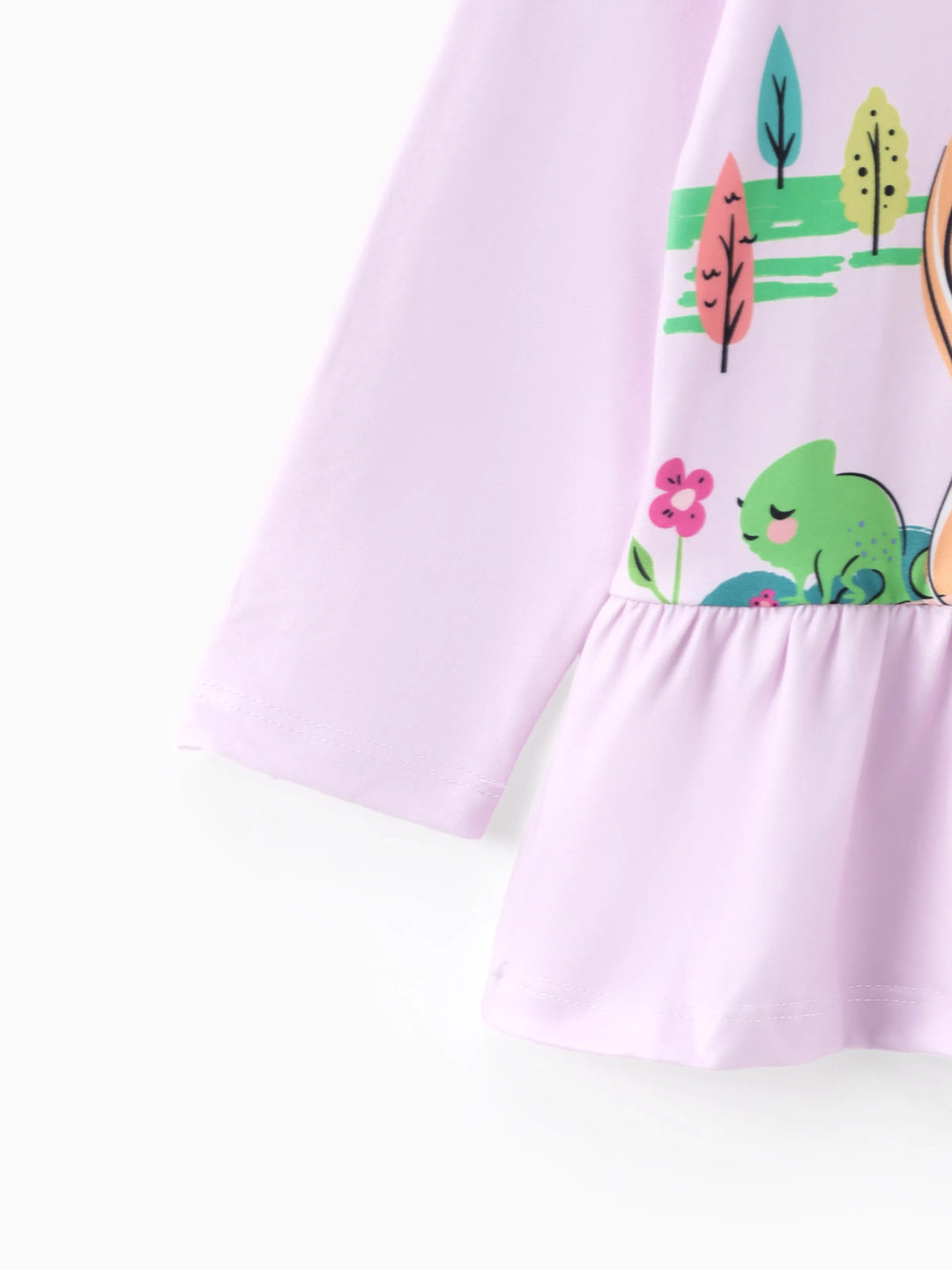 Ensemble 2 pièces Disney Princesse Raiponce pour petite fille, t-shirt à basque et pantalon à rayures, violet clair
