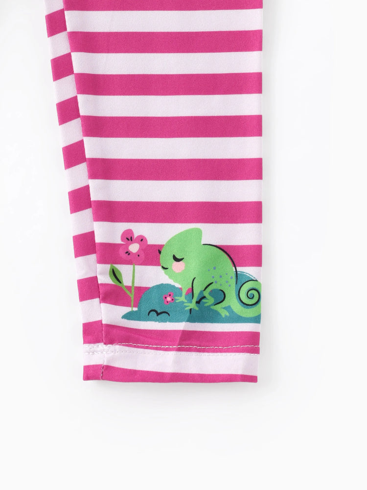 Disney Princess Toddler Girl 2pcs Rapunzel Print Peplum Tee and Stripe Pants Set Light Purple