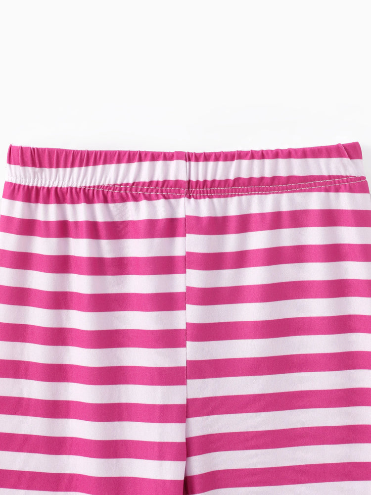 Disney Princess Toddler Girl 2pcs Rapunzel Print Peplum Tee and Stripe Pants Set Light Purple