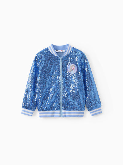 Disney Frozen Toddler Girl Elsa Sequins Bomber Jacket Blue