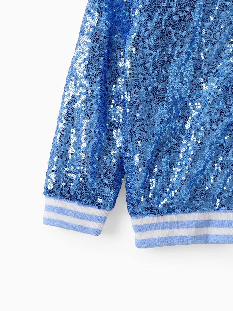 Disney Frozen Toddler Girl Elsa Sequins Bomber Jacket Blue