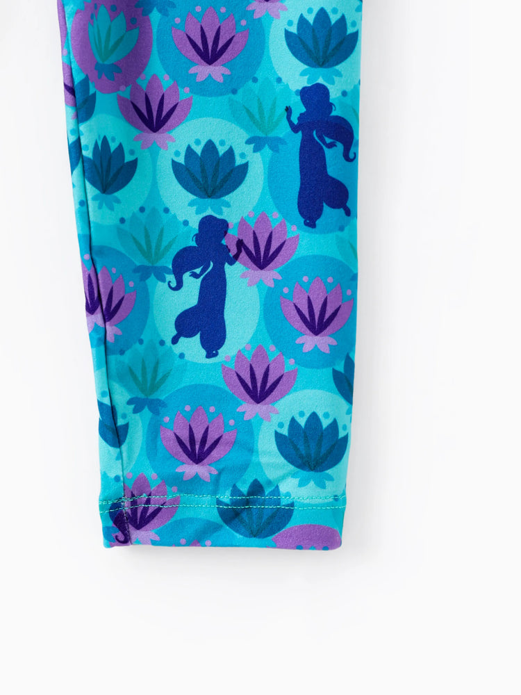 Disney Princess Baby Girl 2pcs Jasmine Print Top and Leggings Set Turquoise