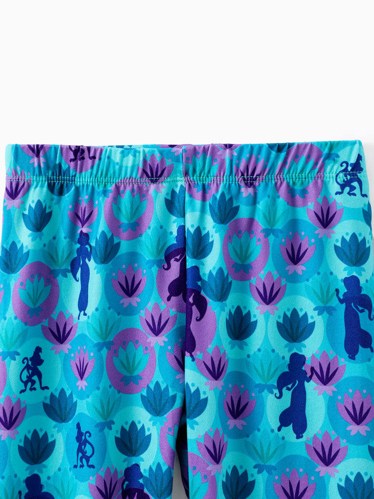 Disney Princess Baby Girl 2pcs Jasmine Print Top and Leggings Set Turquoise