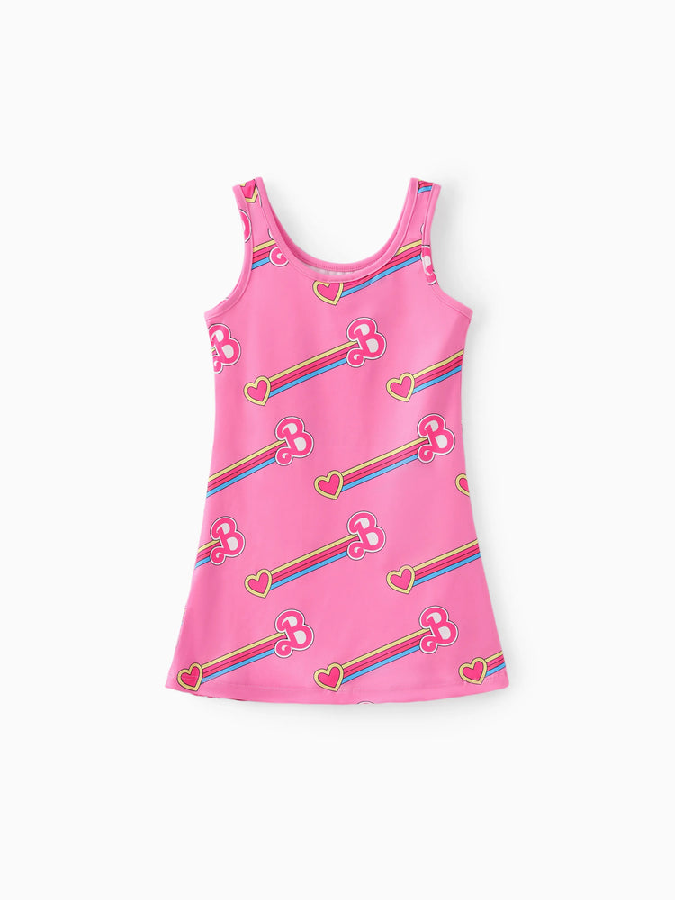 Barbie Kleinkind/Kind Mädchen Valentinstag Brief und Herz Allover-Print Kleid rosa