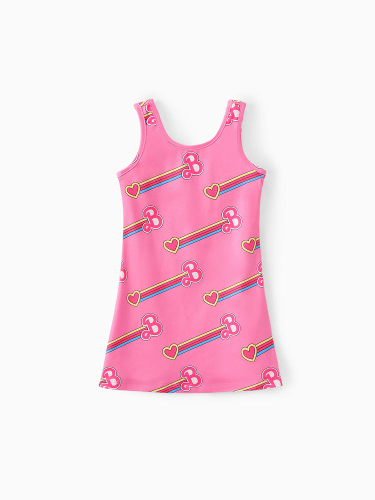 Barbie Kleinkind/Kind Mädchen Valentinstag Brief und Herz Allover-Print Kleid rosa