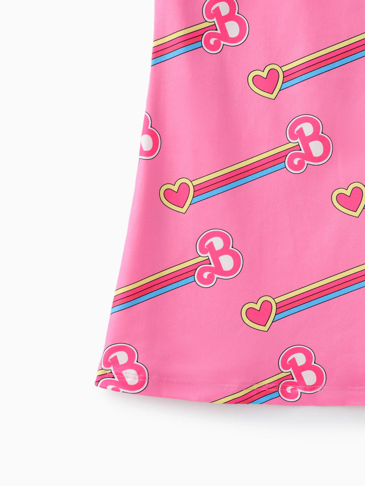 Barbie Kleinkind/Kind Mädchen Valentinstag Brief und Herz Allover-Print Kleid rosa