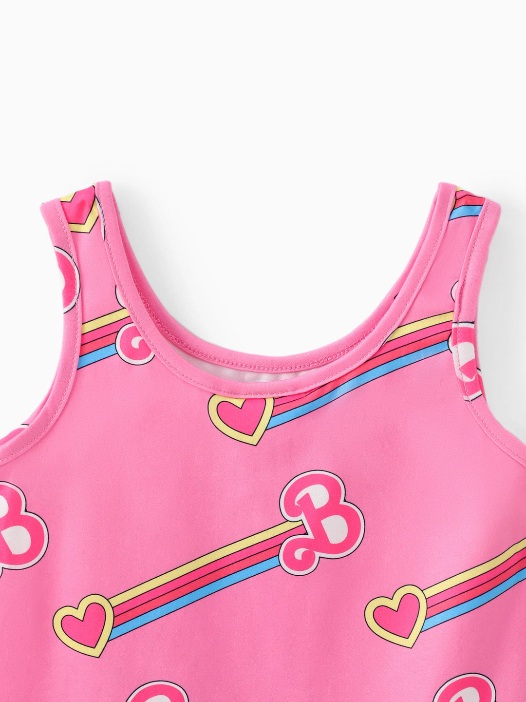 Barbie Toddler/Kid Girl Valentine's Day Letter and Heart Allover Print Dress Pink