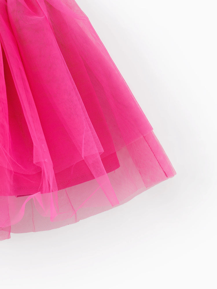 Ensemble t-shirt à manches longues ou jupe en tulle pour petite fille Barbie, rose vif