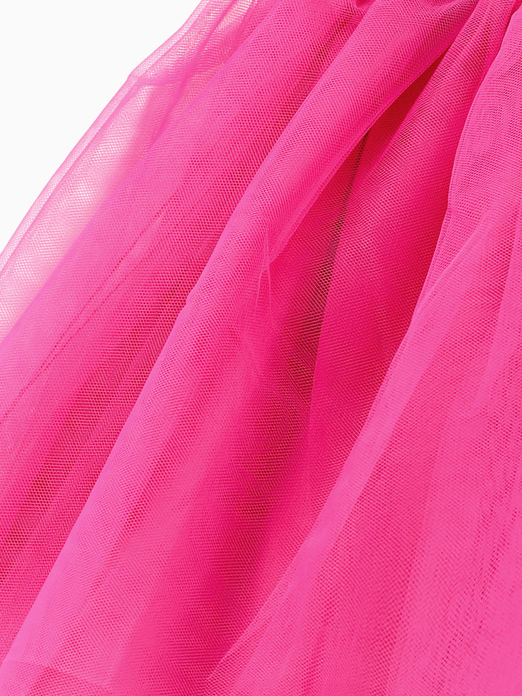 Ensemble t-shirt à manches longues ou jupe en tulle pour petite fille Barbie, rose vif