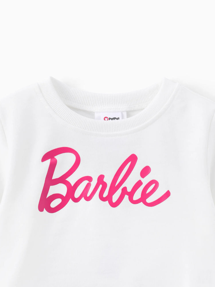 Ensemble Barbie pour petite fille, t-shirt à manches longues ou jupe en tulle, blanc, 1 pièce
